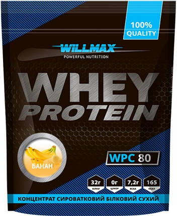 Сиворотковий концентрат Willmax Whey Protein 80 920 гр банан, фото 1