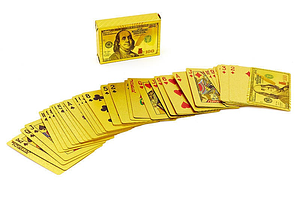 Карти гральні Duke 100 Dollars Золотистий пластик 9x6x2 см 54 аркуші