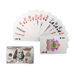Карти гральні Duke 100 Dollars Сріблястий пластик 9x6x2 см 54 аркуші