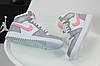 Жіночі зимові кросівки Nike Air Jordan 1 Retro Grey Pink White Winter Сірі Найк Джордан Ретро иисокі шкіра хутро зима підліткові, фото 7