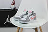Жіночі зимові кросівки Nike Air Jordan 1 Retro Grey Pink White Winter Сірі Найк Джордан Ретро иисокі шкіра хутро зима підліткові, фото 4