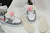 Жіночі зимові кросівки Nike Air Jordan 1 Retro Grey Pink White Winter Сірі Найк Джордан Ретро иисокі шкіра хутро зима підліткові, фото 5