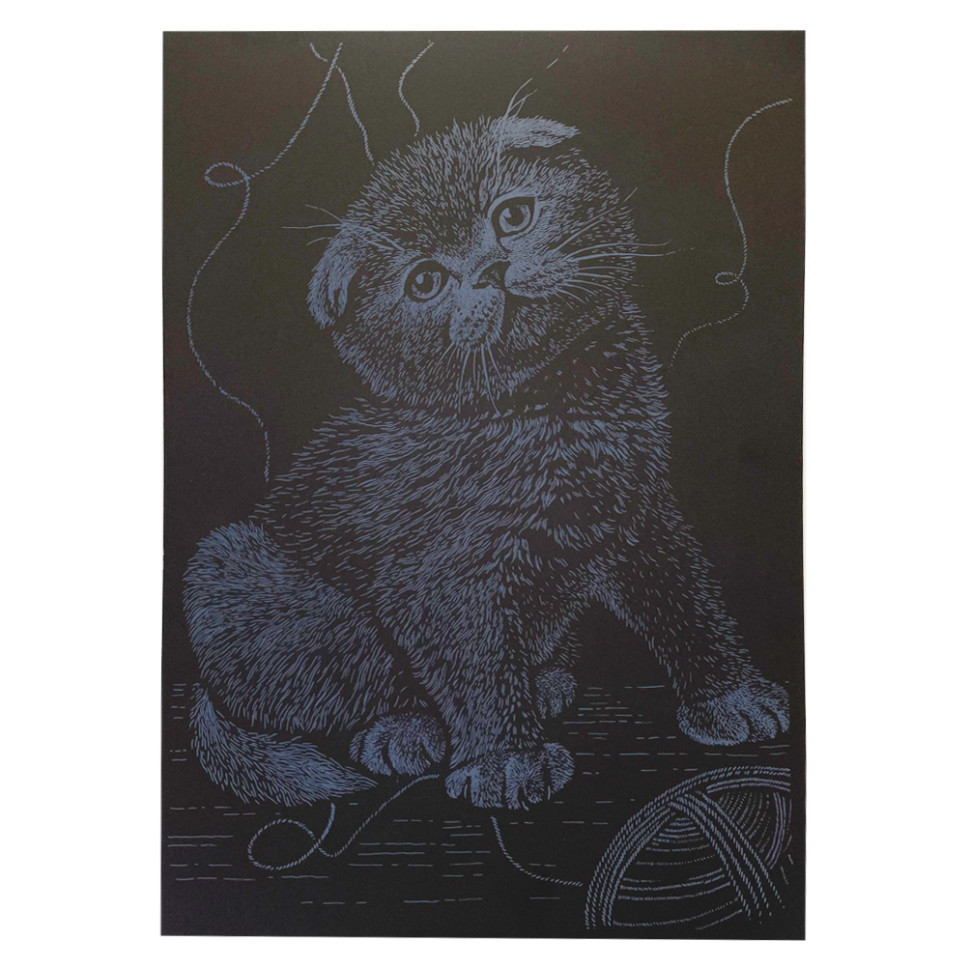 Гравюра А4 "Кіт" ГрА4-18с економ варіант в пакеті 29,7х21 см, фото 1