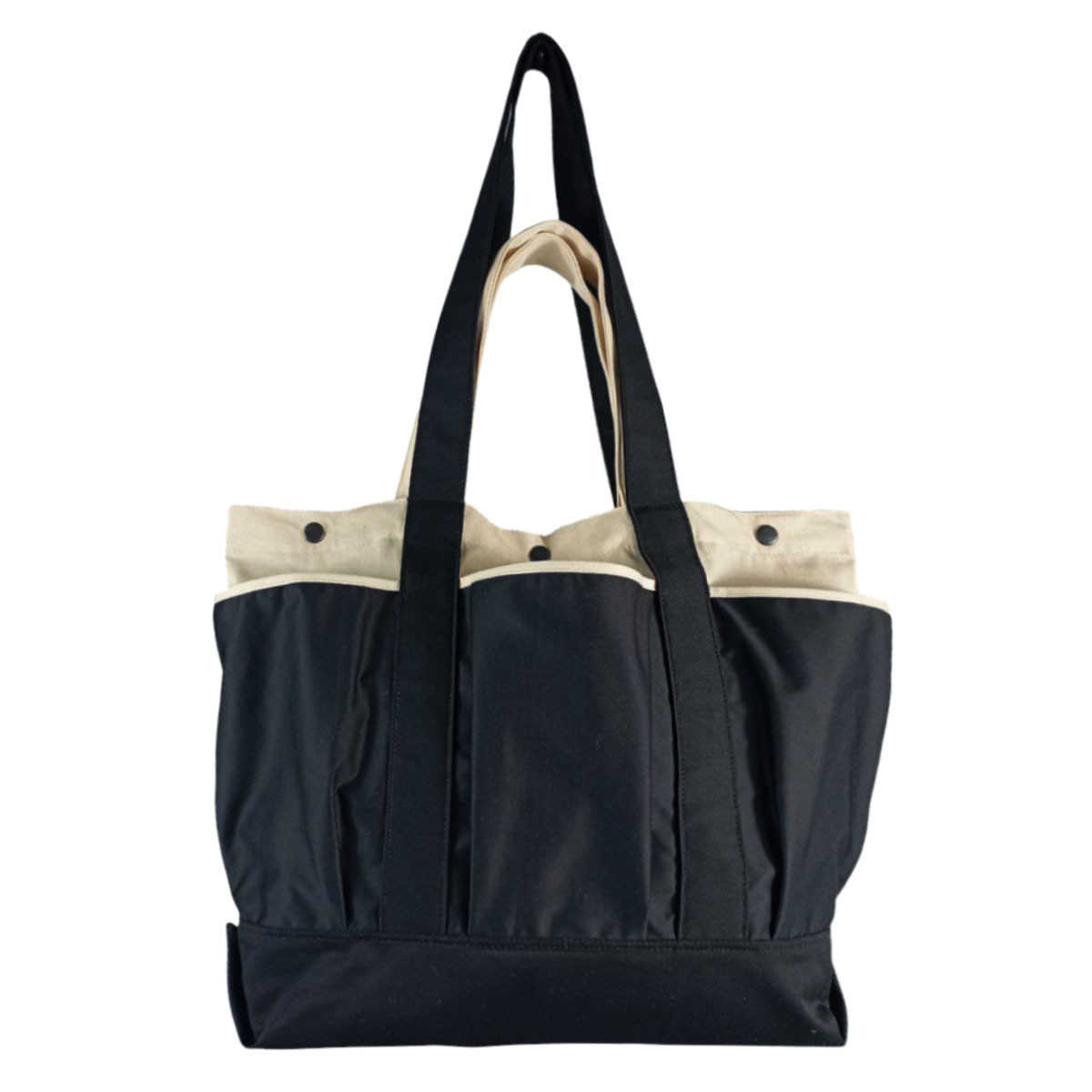 Эко-сумка из хлопка для покупок "UltraBag" (50х38х14 см.) 240 г/кв.м черная с бежевым, фото 1