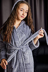 ХАЛАТ МАХРОВИЙ для дівчинки 2-14 РОКІВ ТОМІКО СІРИЙ 1150