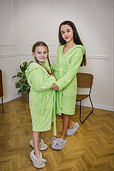 ХАЛАТ МАХРОВИЙ для дівчинки 2-14 РОКІВ ТОМІКО ЛАЙМ САЛАТОВИЙ 1150