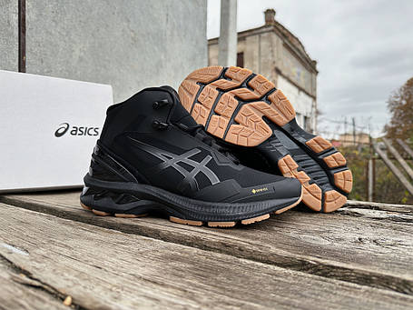 Чоловічі зимові термо кросівки Asics Gel-Kayano 27 Mid Gore-Tex чорні з коричневим водонепроникні, фото 1