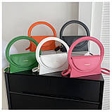 Жіноча сумка з круглою ручкою 1015 крос-боді зелена на ремінці, фото 7