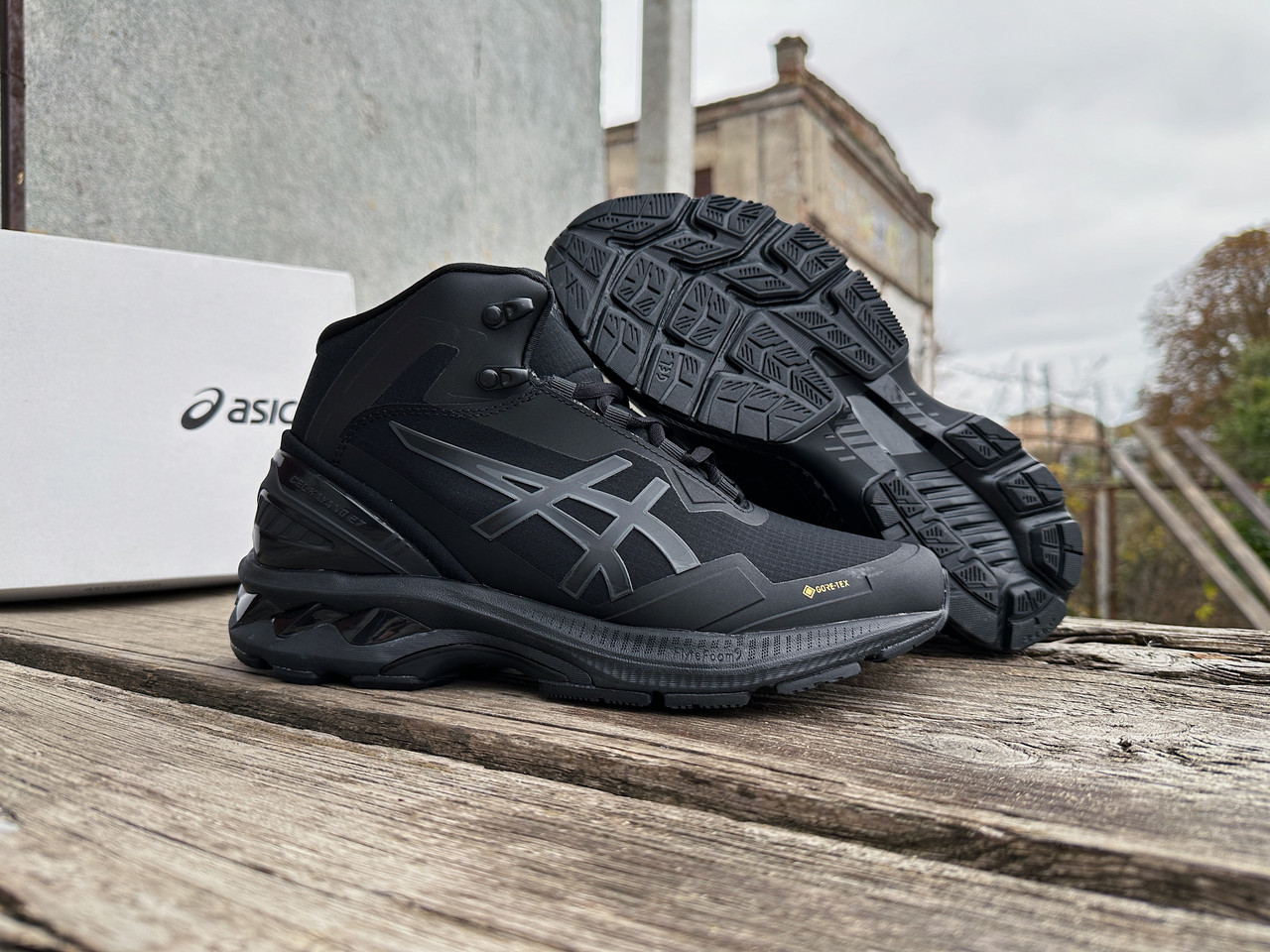 Чоловічі зимові термо кросівки Asics Gel-Kayano 27 Mid Gore-Tex чорні водонепроникні