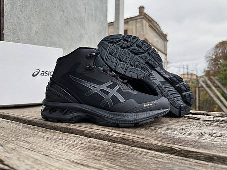 Чоловічі зимові термо кросівки Asics Gel-Kayano 27 Mid Gore-Tex чорні водонепроникні, фото 1