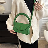 Жіноча сумка з круглою ручкою 1015 крос-боді зелена на ремінці, фото 2
