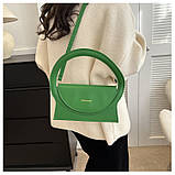 Жіноча сумка з круглою ручкою 1015 крос-боді зелена на ремінці, фото 5