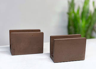 Серветниця з бетону в шоколадному кольорі/Підставка для серветок на стіл для кафе ресторанів бару
