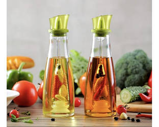 Пляшка диспенсер для олії та оцту з дозатором Simple Glass Oil Bottle Press Measure Oil Dispenser