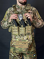 Штурмовая военная плитоноска мультикам быстрого сброса с напашником всу, Жилет армейский с подсумками molle