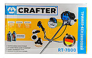 Потужний тример бензиновий 6 к.с. 4.5 кВт, 9500 об/хв, зріз волосінь 400мм, ніж 255 мм Crafter RT-7800, фото 5