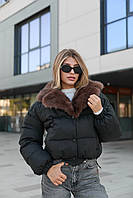 Коротка жіноча зимова куртка К-348 чорна