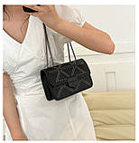 Жіноча сумка 8263 крос-боді чорна на ланцюжку, фото 7