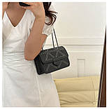 Жіноча сумка 8263 крос-боді чорна на ланцюжку, фото 8