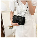 Жіноча сумка 8263 крос-боді чорна на ланцюжку, фото 9