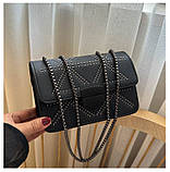 Жіноча сумка 8263 крос-боді чорна на ланцюжку, фото 4