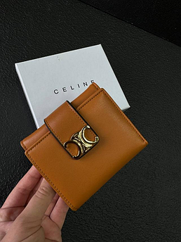 Гаманець жіночий шкіряний брендовий Celine, рудий, 11*10см 940002