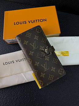 Гаманець жіночий шкіряний брендовий Louis Vuitton, коричневый, 19*10см, 940003