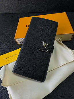 Гаманець жіночий шкіряний брендовий Louis Vuitton, чорний, 19*10см 940004