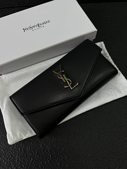 Гаманець жіночий шкіряний брендовий YSL, чорний, 19*10см 940006