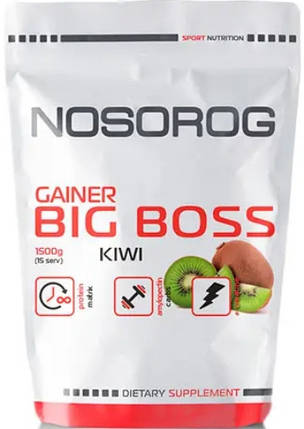 Високовуглеводний гейнер Nosorog Gainer BIG BOSS 1,5 кг ківі, фото 1
