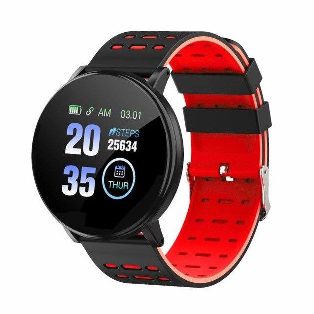 Фітнес трекер розумний смарт годинник UWatch 119 Plus з крокоміром. OH-203 Колір: червоний