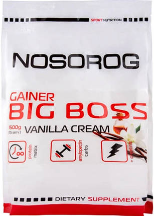 Гейнер Nosorog Gainer BIG BOSS 1,5 кг ванільний крем, фото 1