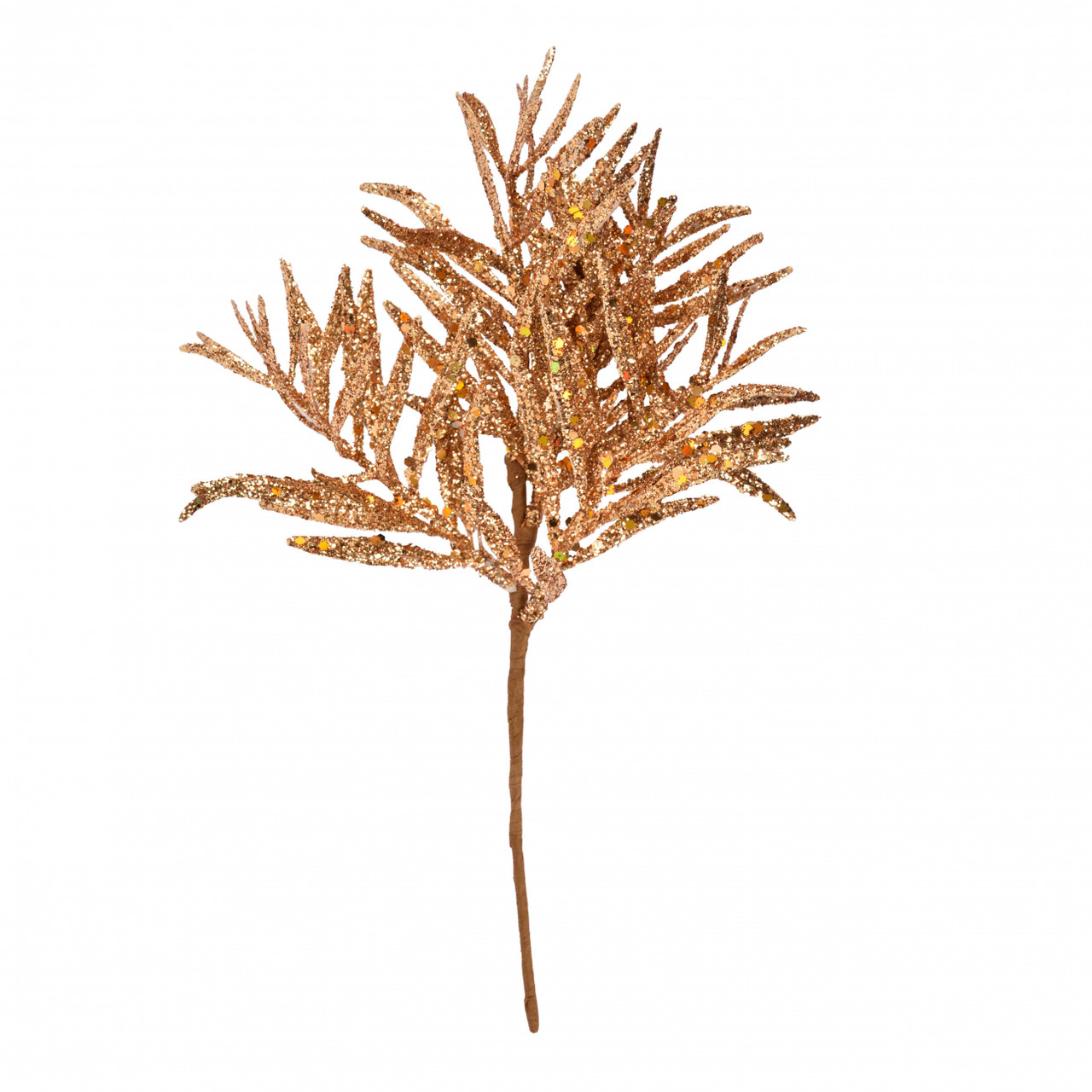 Гілка декоративна Yes Fun Пишна папороть 25см шампань гліттер (974969), фото 1