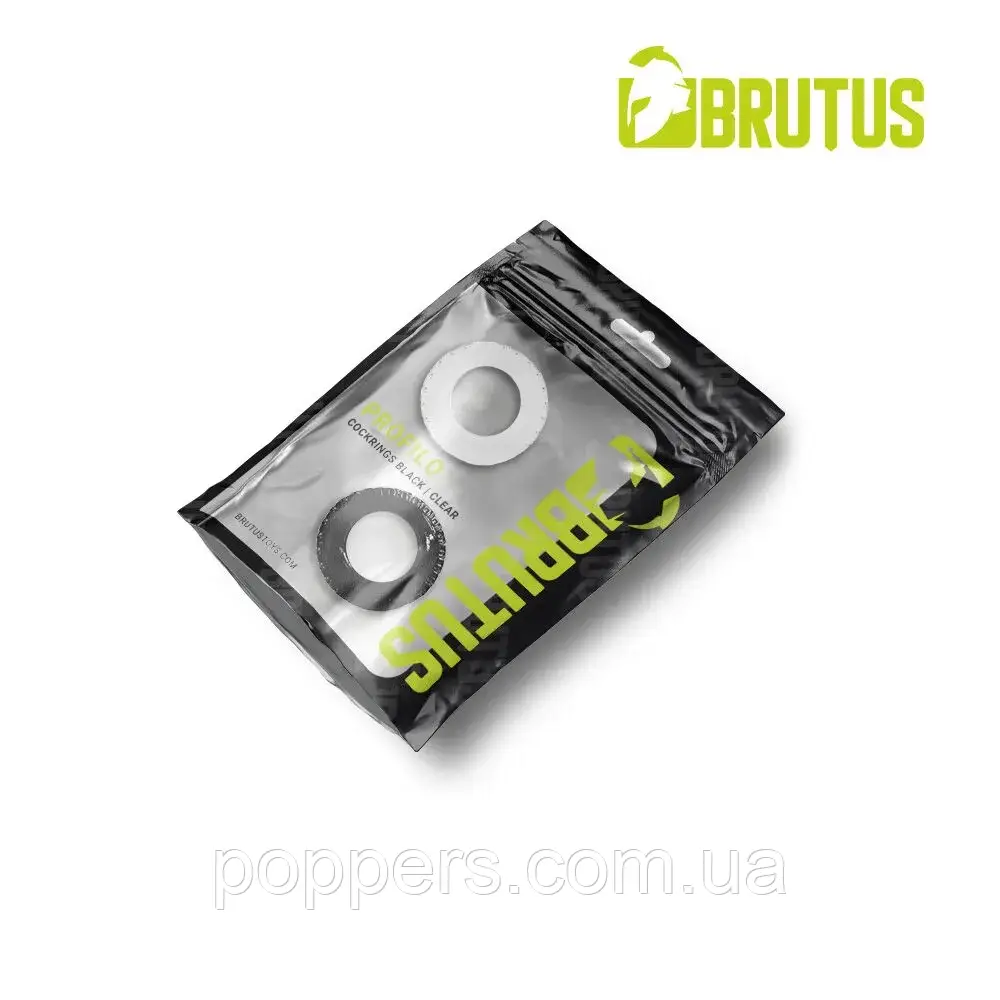 Набір із 2 кілець BRUTUS PROFILO Cockrings Black + Clear