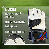 Футбольні рукавички для воротаря із захисними вставками на хлопчика з липучками Hechpro сині розмір 5 (JGL), фото 4