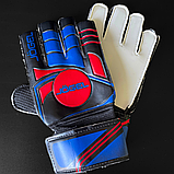 Футбольні рукавички для воротаря із захисними вставками на хлопчика з липучками Hechpro сині розмір 5 (JGL), фото 8