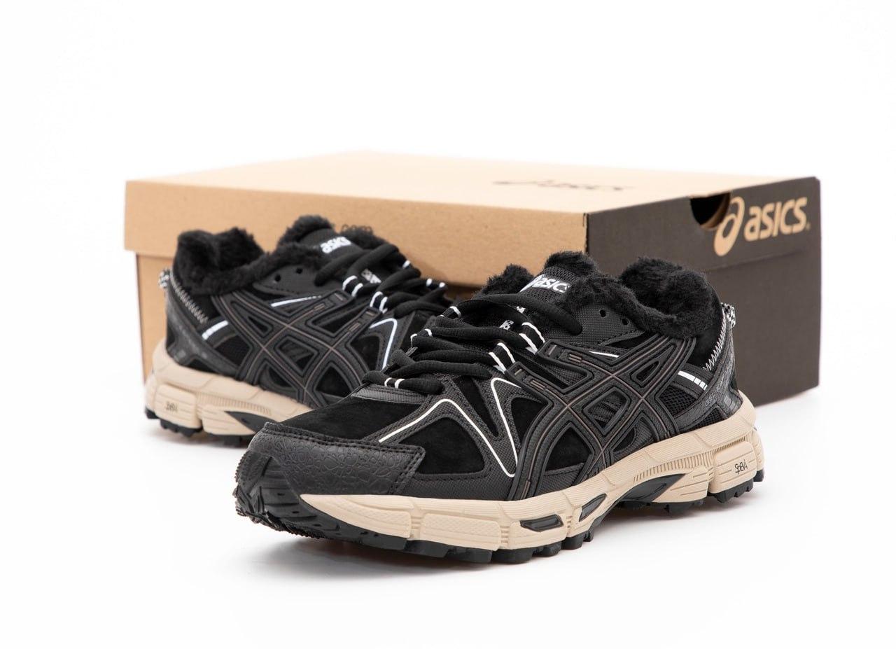 Чоловічі зимові кросівки Asics Gel-Kahana 8 Black Beige (Чорні) Взуття Асикс Гель Кахана 8 текстиль шкіра хутро