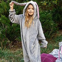 Кигуруми Зайчик (серый), махра-велсофт (размер 1: 110-120 см)