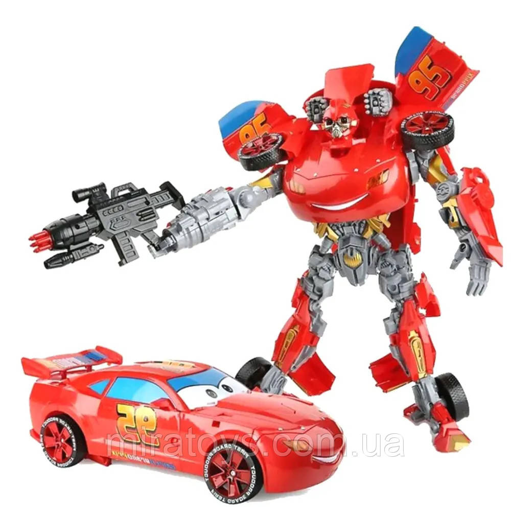 Трансформер Блискавка Маквін Тачки 2, дитячий трансформер робот-машинка, 35 см, фото 1