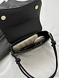 Жіноча сумка 3986 багет рептилія чорна, фото 3
