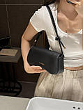Жіноча сумка 3986 багет рептилія чорна, фото 5