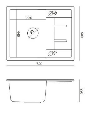 Кухонна мийка Quadron HB8210U1-G1 P2O Morgan 116 Гранітна Біла/Золота, фото 3