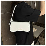 Жіноча сумка 3986 багет рептилія біла, фото 4