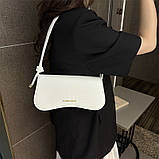 Жіноча сумка 3986 багет рептилія біла, фото 6