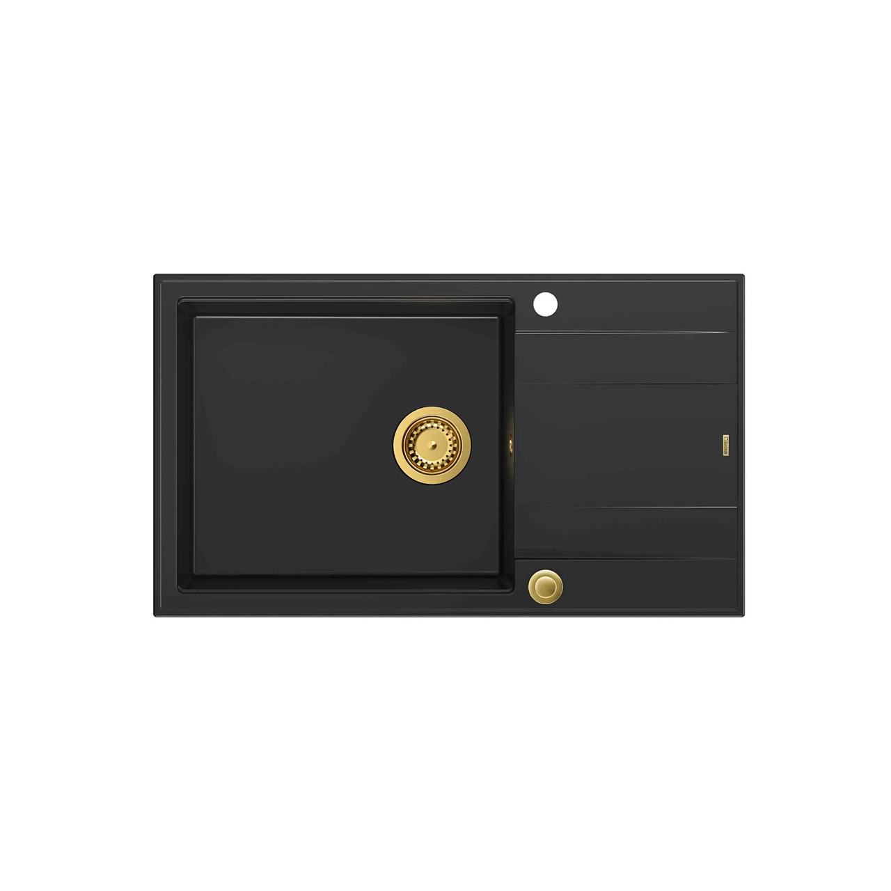 Granitна раковина Quadron HCQE58650U7_PVDG1 P2O Evan 136 XL чорний матовий/золотий