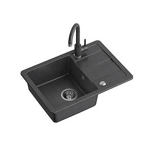 Кухонна мийка Quadron ZCS6244CZ_3623500BL CLEAR SMART Чорний + змішувач Чорний, фото 1