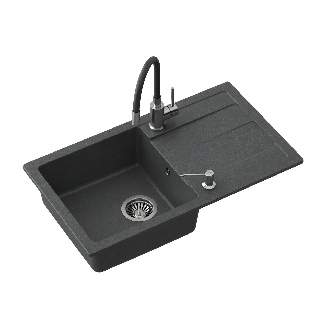 Мийка Quadron ZCM7744CZ3623500BL Pronto Max Чорний + гнучкий змішувач Чорний