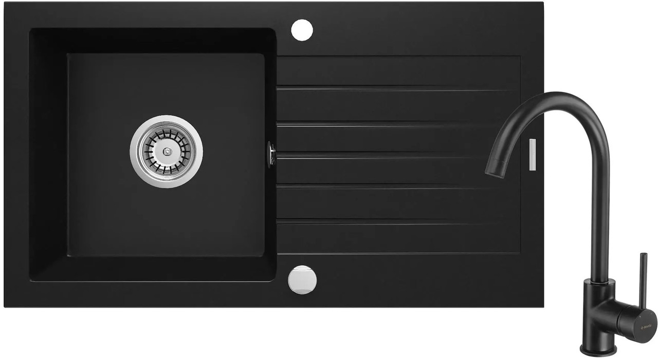 Мийка Deante Zorba ZQZVN113 Nero + змішувач чорний