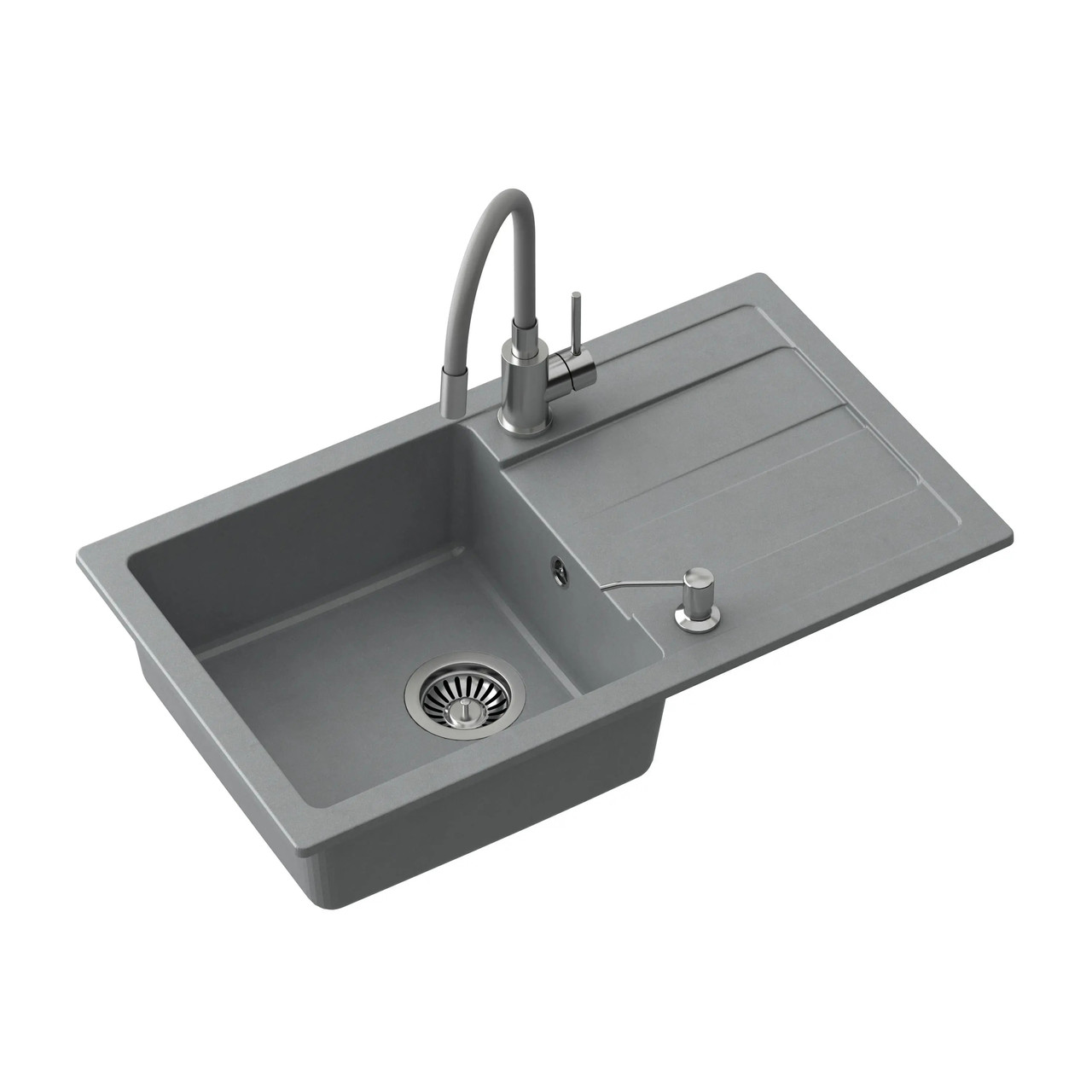 Кухонна мийка Quadron ZPM7744SZ3623500BL Pronto Max Сіра + еластичний кран Сірий