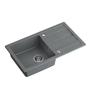 Кухонна мийка Quadron ZPM7744SZ3623500BL Pronto Max Сіра + еластичний кран Сірий, фото 2